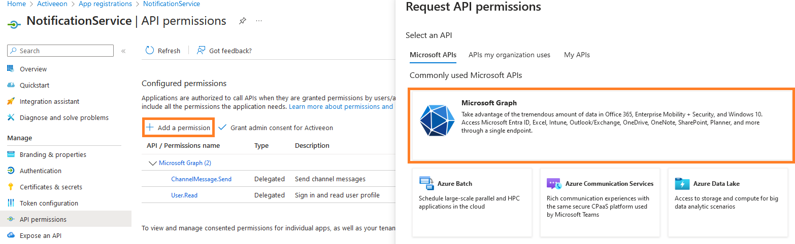 microsoft app graph permission